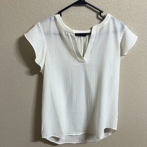 Adrianna Papell Cream Blouse with Subtle Sparkle Stripes